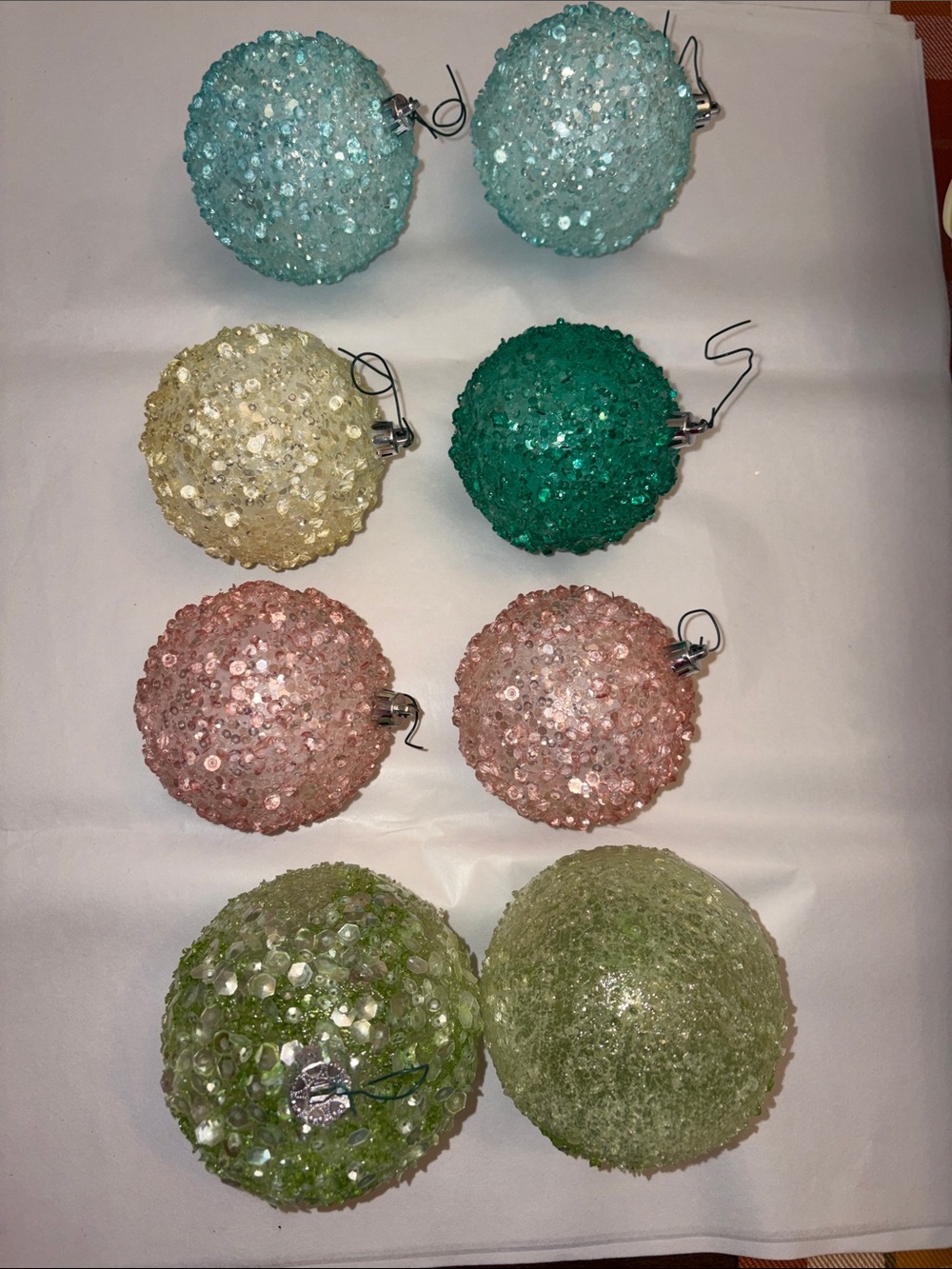 Decorative Sequin Holiday Ornaments - Pastel Assorted Colors